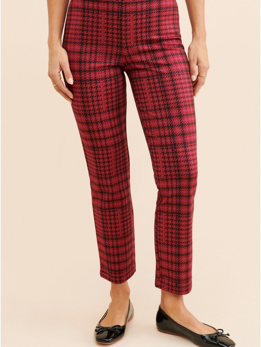 Red Plaid Ankle Pants